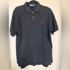 Ralph Lauren Navy Polo Shirt with Red Pony Embroidery